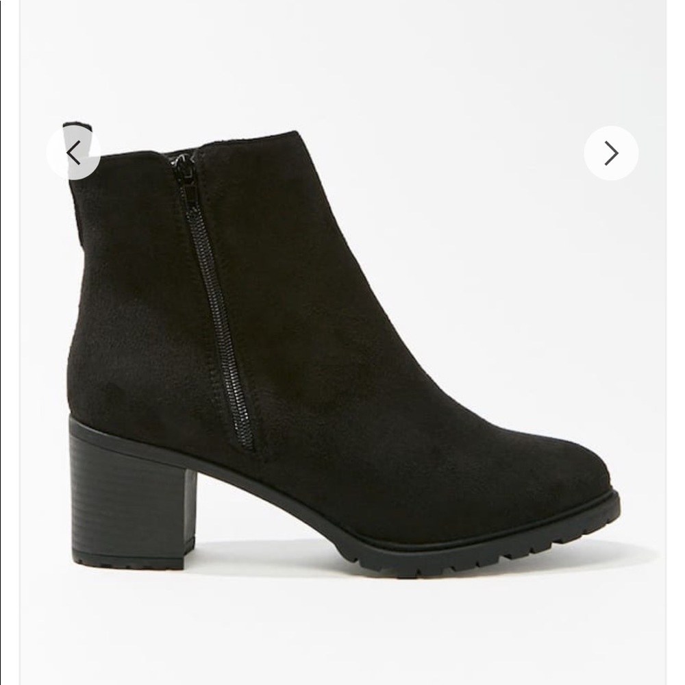 Faux Suede Booties Block Heel